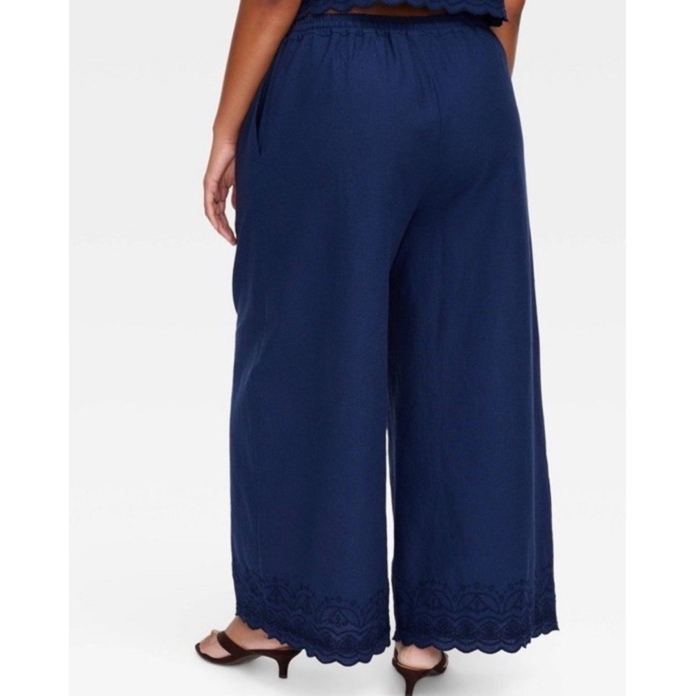 Women's Size XXL Scalloped Hem Drawstring Pants - Roller Rabbit Navy - Picture 2 of 6